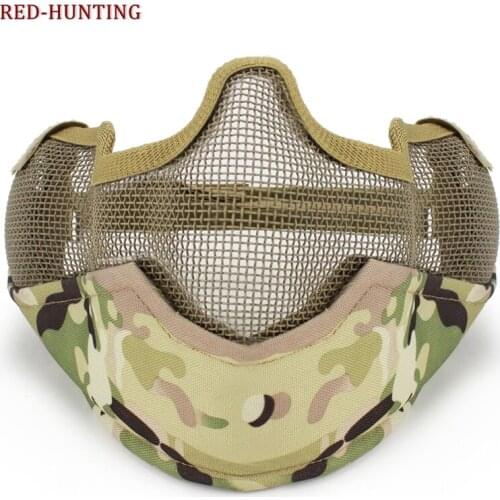 Tactical V2 Strike Steel Half Face Mesh Mask Hunting Protective CS Paintball Airsoft Mask For Party Cosplay Halloween