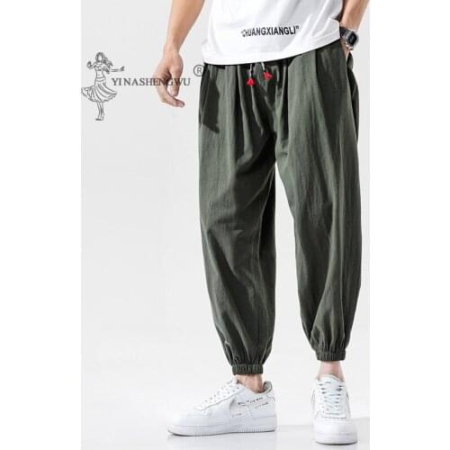 Japanese Kimono Casual Pants Loose Harajuku Trousers Japan Men Traditional Embroidered Asian Clothing Yukata Style Harem Costume