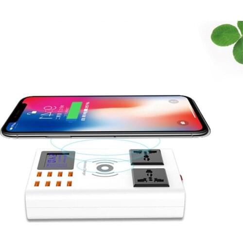 Multi Port USB Charger 8A LED Digital Display 2 Outlet AC Socket 2500Watt Charging Station For Smartphone DV Mp3 Adapter