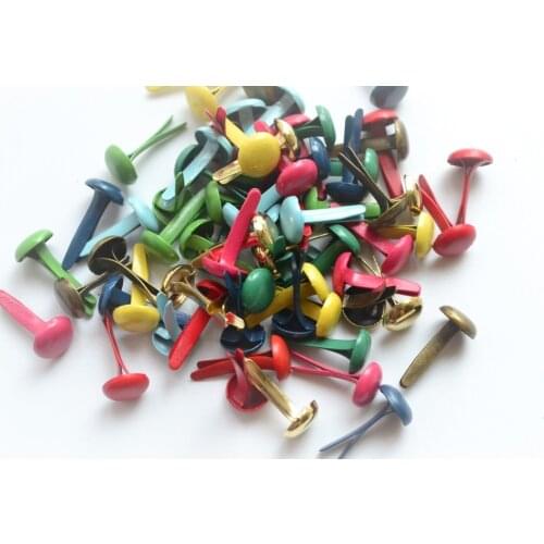 Round Head Solid Color Metal Painting BRADS for Scrapbooking Embellishments Paper Crafts Fastener Brad Assorted Colors 60pcs/set