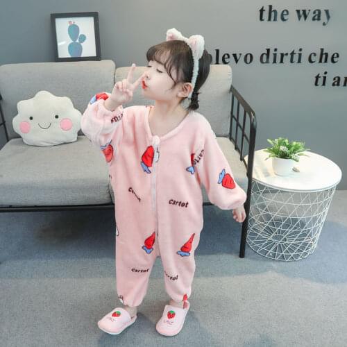 Winter Flannel Soft Warm Pajamas Animal Cartoon Boys Jumpsuit Pyjamas for Girls Kids Unisex Sleepwear Home Service
