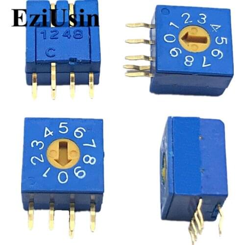 0-F 16 Rotary Coding Knob Switch DIP 5pins 8421C 0mm Shank 4:1 PCB Switching 5p 0-9 10