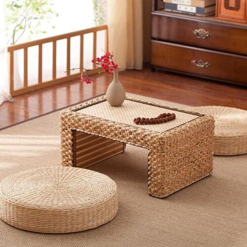 1pc 40cm Pouf Tatami Seat Cushion Yoga Mat Straw Pouf Meditation Buckwheat Floor Mat Home Decoration Seat Cushion