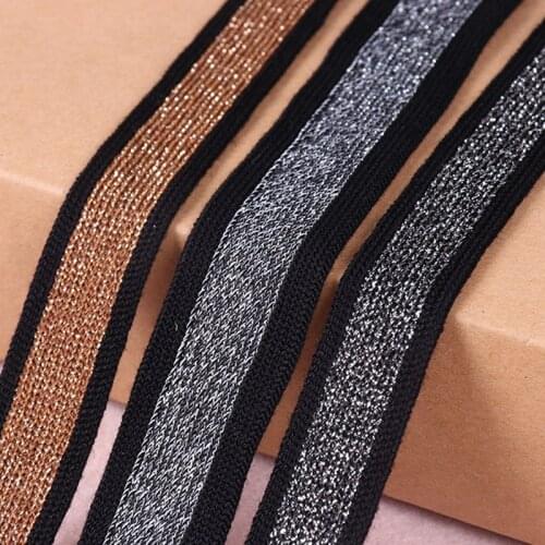 10 Yards Silver/Gold Wire 20mm Knitting Webbing Mercerized Cotton Ribbon For Clothes Pants Side Hat DIY Sewing Handmade Craft
