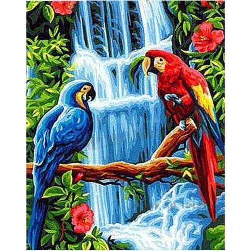 100% Full DIY 5D Diamond Painting -Red and blue parrot- Cross Stitch Diamond Embroidery Patterns rhinestones Diamond Mosaic bk