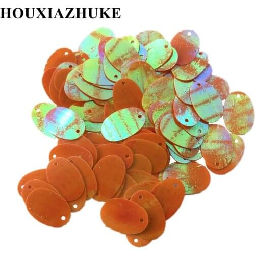 13*19 mm oval cream orange pvc sequins with side hole 1100 pcs per lot for sewing dancing dress decoration