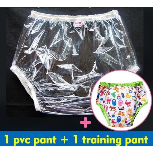 2pcs PVC/ Adult Diaper/ incontinence pants/Adult baby toy printed/Adult baby brief with padding inside/ trainning pants