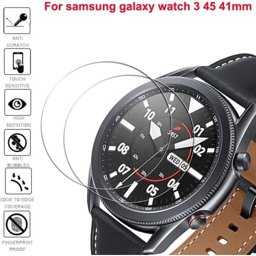 2pcs Glass Film Tempered Glass Screen Protector for Samsung Galaxy Watch 3 45mm 41mm Smart Watch Accessories protective Cover