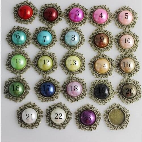 20 pcs/lot 2.5cm flat back Metal imitation pearl sticker for invitation cards,alloy rhinestone decoration for wedding
