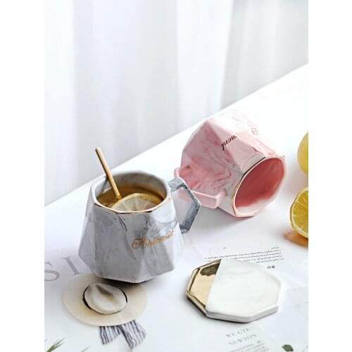 400ML Nordic personality creative mug girl heart ins style simple and cute ceramic couple water cup pair of coffee
