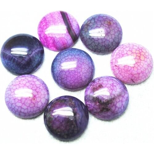 4PCS Nature New Crack Agate Stone Cabochons Round Shape Size 20MM Good Quality Nautral Beads Cabs NO HOLE Free SHIPPING
