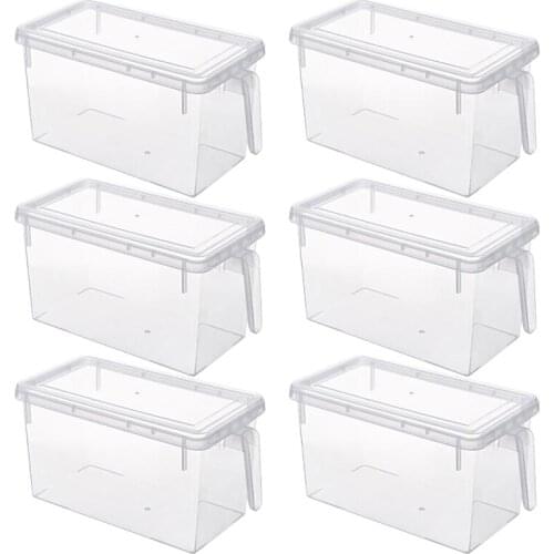 6PCS Food Storage Containers Freezer Refrigerator Storage Box with Handle Kitchen Food Containers Sealed Jar