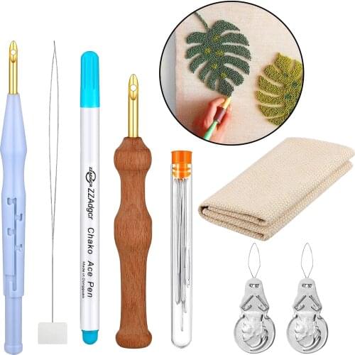 7Pcs DIY Embroidery Pens Knitting Sewing Craft Tools Threader Punch Needle Kit Rugs Making Russian Embroidery Cross Stitch Tools