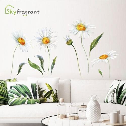 Watercolour daisies flowers wall sticker bedroom stickers self-adhesive living room porch wall decor home decor room decoration