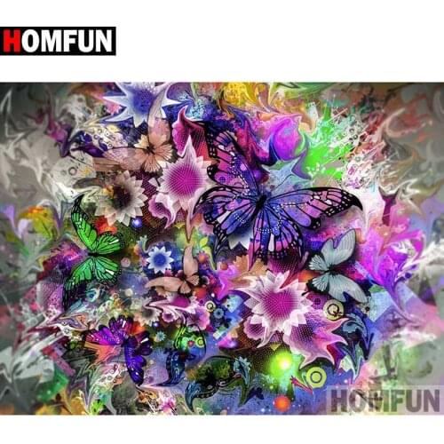 HOMFUN 5D Diamond Painting Full Square/Round "Color butterfly" Picture Of Rhinestone DIY Diamond Embroidery Home Decor A27482