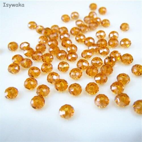 Isywaka Deep Coffee AB Color 3*4mm 145pcs Rondelle Austria faceted Crystal Glass Beads Loose Spacer Beads for Jewelry Making