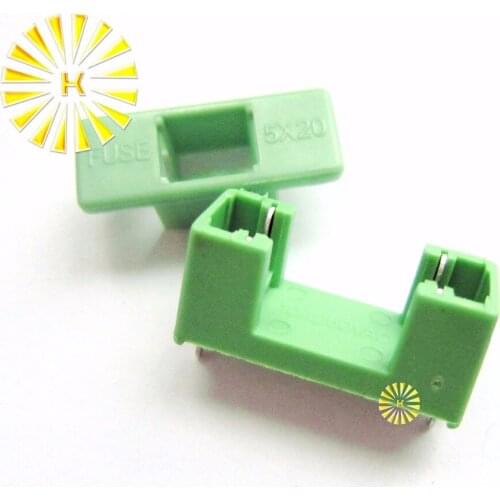 FREE SHIPPING 100PCS x 5*20mm 22mm Pitch Green Fuse Holder with Cover PTF-78