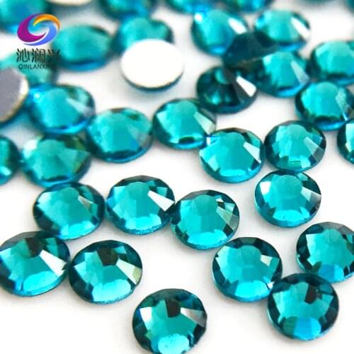 SS3-SS34 Peacock blue color Non HotFix flatback Top-level glass crystal 3D Nail Art Rhinestones diy Decorations MFKL