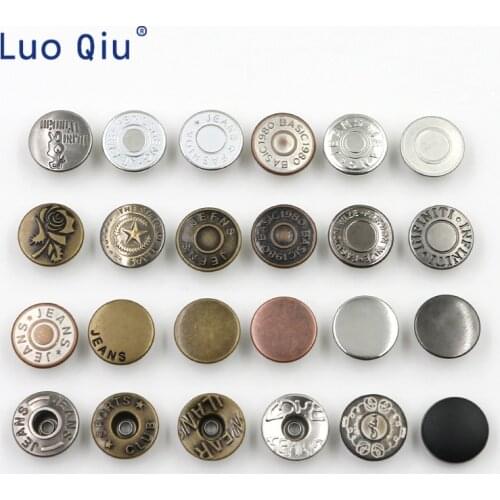 Metal shake head I button copper jeans button back pants coat dress cowboy button