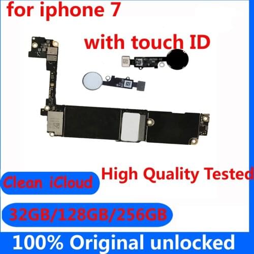 Factory unlocked motherbord for iphone 7,Good working Mainboard with / without touch ID for iphone 7 32GB 128GB 256GB IOS system