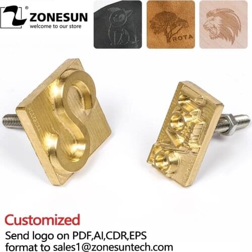 ZONESUN Custom Logo Brass Copper Stamping Mold Heat Press Leather Stamp Emboss Mold Brass Copper Mold Bronzing on Hot Foil Paper