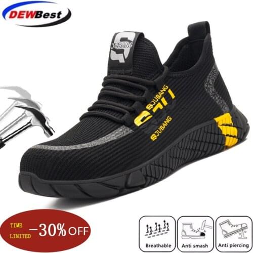 Dewbest Lightweight Steel Toe Shoe Work Shoes Men indestructible Stab Proof Men Safety Shoes Mesh Hiking Shoes Athletic Sneaker