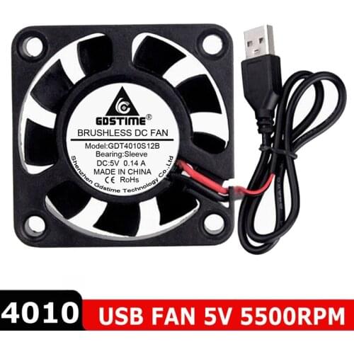 50PCS lot Gdstime USB 40mm Computer Cooler Cooling Fan PC 4cm 40x40x10mm DC 5V Brushless Case Cooler Fan