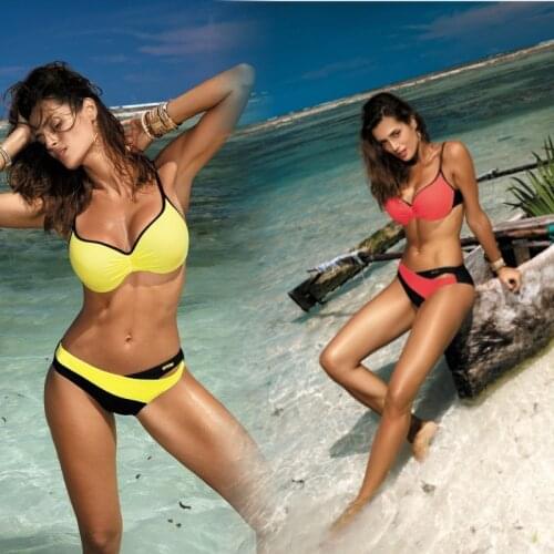 Female Swimsuits Push Up Bikinis Sexy Two Pieces Swimming Suits Solid Womens Clothing Biquinis Feminino Stroje Kapielowe Damskie