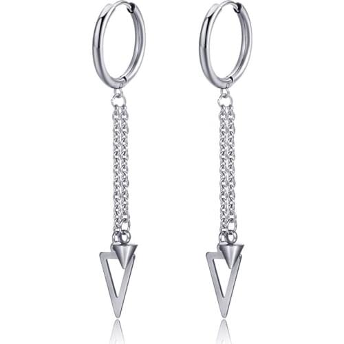 Fashion KPOP Stainless steel stud Earrings Circle Triangle Tassel Charms Pendant For Women Ear Jewelry Gifts 2 pieces