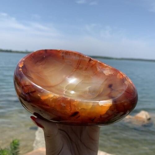 About a kilo Natural Red Carnelia Ashtray Agate Bowl Stones
