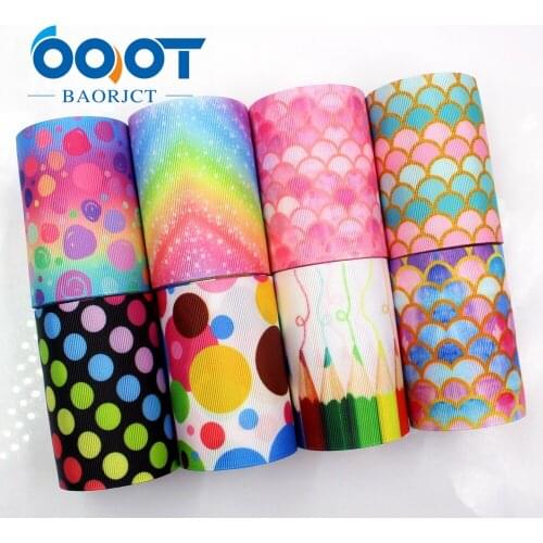 OOOT BAORJCT I-18428-42 75 mm 10 yards cartoon Dots Ribbons Thermal transfer Printed grosgrain Wedding Accessories DIY material