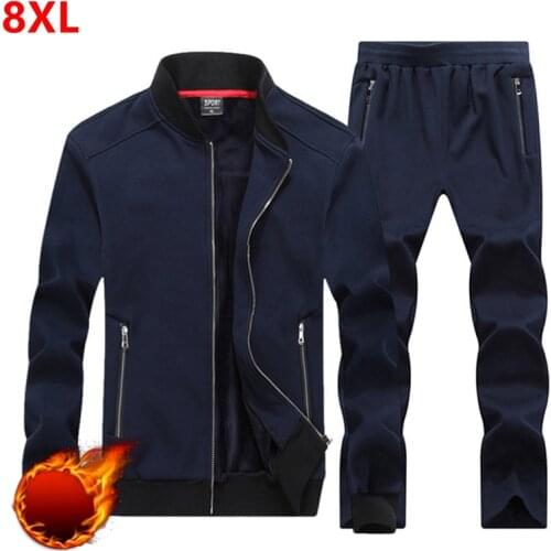Autumn and winter mens thickening men plus size loose and fat increase code movement set of young thickening big size Suit