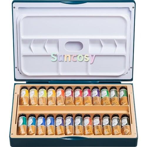 Superior Tube mounted watercolor pigment set, made of toner, watercolor set, a full set of 24 color wood box watercolor paint