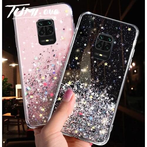 Transparent Bling Glitter Case For Xiaomi Redmi Note 9S 9 S Case Soft Clear Shining Sequin Back Cover For Redmi Note 9 Pro Case