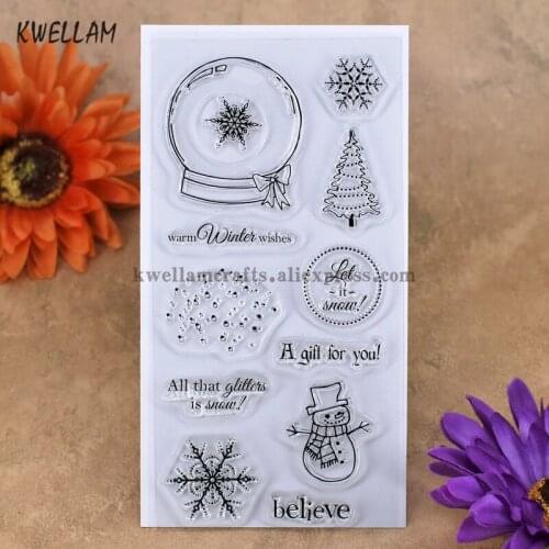 Snowflake warm Winter wishes Scrapbook DIY photo cards account rubber stamp clear stamp transparent stamp 7.5x15cm KW7050406