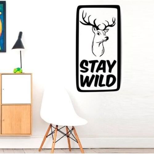 Stay Wild Deer Animal Stag Feral Removable Wall Stickers for Nursery Kids Room Home Art Vinyl Decals Bedroom Poster Murals YY93