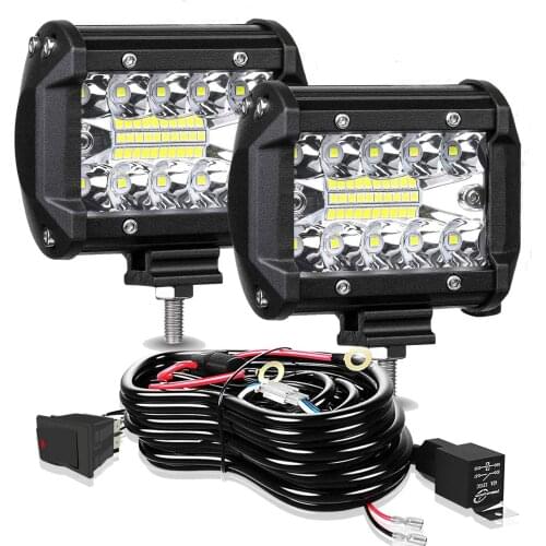 LED Pods Light Bar ELELION 4 Inch 60W Driving Fog Off Road Lights Triple Row Waterproof Spot Flood Combo Beam LED Cubes Lights