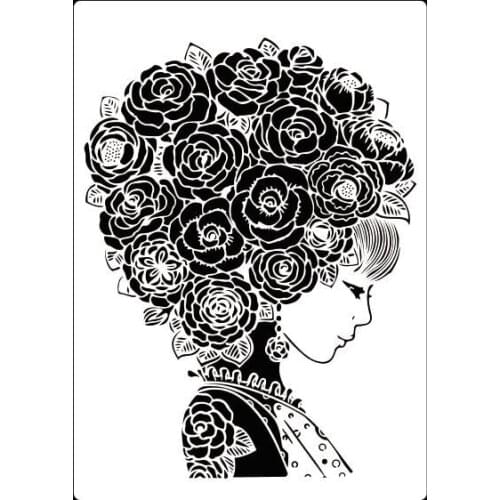 A2 A3 A4 Beauty girl Vintage Floral DIY Layering Stencils Wall Painting Scrapbook Coloring Embossing Album Decorative Template