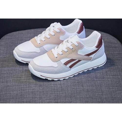 All-match Explosive Womens Casual Shoes, Womens Lace-up Flat-bottomed Lightweight Sports Shoes Zapatillas Mujer