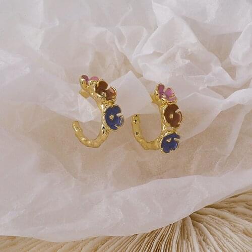 Vintage Elegant Flower Stud Earring Fashion Jewelry Accessories 2021 New Summer Female Gift