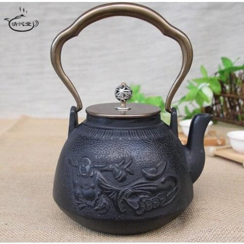 The Japanese copper iron pot cover Large cast iron teapot Boil tea kettle tea set iron teapot maitreya