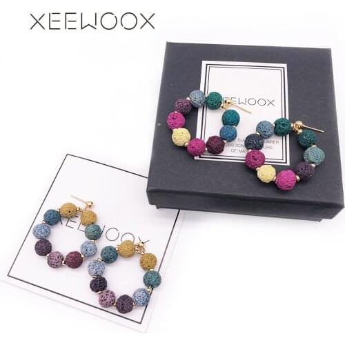 Colorful Lava Stone Natural Stone Dangle Earring For Couple Woman Man XEEWOOX 2019 New Design Party Gift Bohemia Boho
