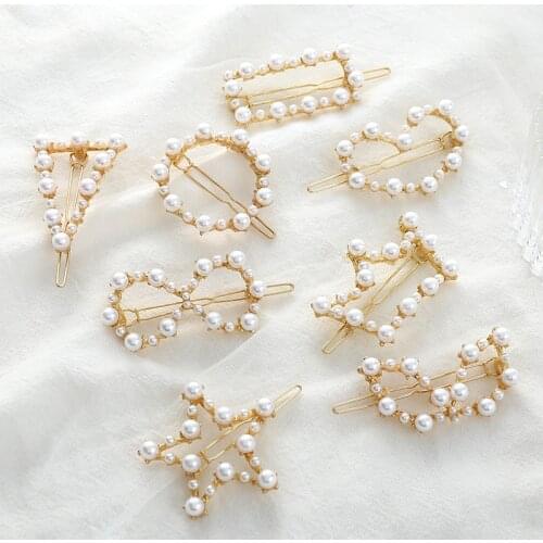 Women Fashion Hair Accessories Metal Pearl Hairpins Lady Simple Hair Clip Barrette Headwear Hair Styling Tool