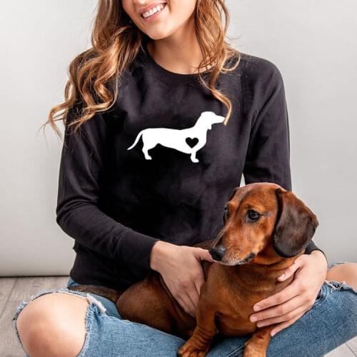 Dachshund Love Dog Print Female Sweatshirt Doxie Weiner Dog Streetwear Tumblr Women Casual Graphic Harajuku Kawaii Tops Clothes