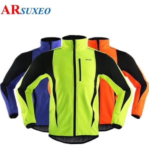 ARSUXEO Winter Thermal Cycling Jacket Warm Up 2019 Bicycle ropa ciclismo Windproof Waterproof Soft shell Coat MTB Bike Jersey