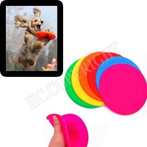 17.5CM Soft Silicone Flying Disc Toy For Dog Pet Interactive Throw Training Toys Animal Flying Disc