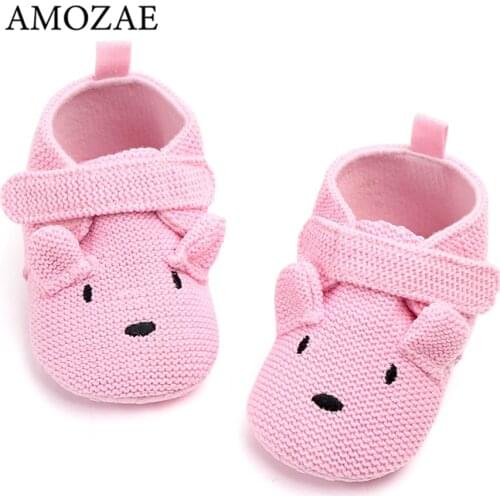 2021 Spring and Autumn Knitted Baby Shoes Woolen Toddler Shoes Baby Shoes Newborn Baby Boys Baby Girls Cartoon Shoes