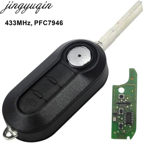 Jingyuqin 10pcs/ot 3 Buttons Remote Key Fob 433MHz For Fiat 500 Grande Punto 2010-2017 keys PCF7946/PCF7946AT Chip
