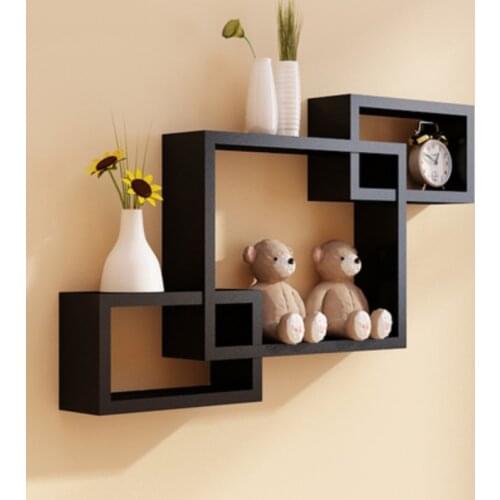 3pcs one set rectangle wooden wall clapboard creative decorative shelf living room wall shelf storage rack