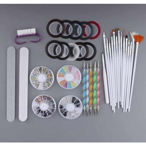 37Pcs Nail Art Rhinestones Nail Art Brush Pen Nail Sticker Nail Art Striping Tape for Nail Art Supplies Accessories
